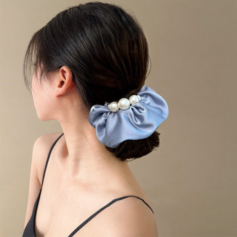Tengzhuo Pearl Satin Hair Scrunchie Women