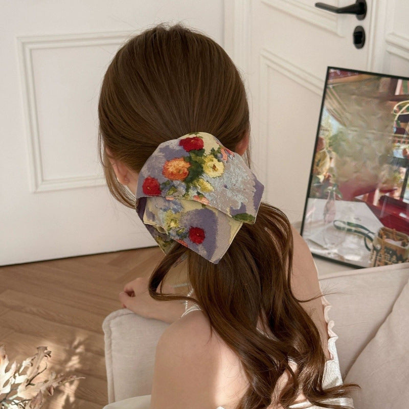 Tengzhuo Retro Print Square Hair Scarf