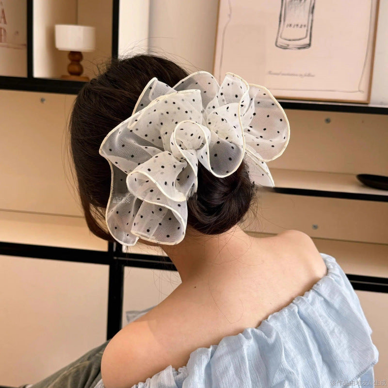 Tengzhuo Polka Dot Mesh Hair Scrunchie
